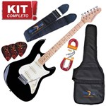 Kit Guitarra Elétrica Strato Sts100 Bk Preto Strinberg Completo