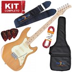 Ficha técnica e caractérísticas do produto Kit Guitarra Elétrica Strato STS150 NA Natural Strinberg Completo