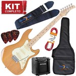 Ficha técnica e caractérísticas do produto Kit Guitarra Elétrica Strato Sts150 na Natural Strinberg + Cubo Mg10