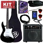 Ficha técnica e caractérísticas do produto Kit Guitarra Elétrica Stratocaster EGS216 BK Preta Strinberg