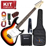 Ficha técnica e caractérísticas do produto Kit Guitarra Elétrica Stratocaster EGS216 SB Sunburst Strinberg