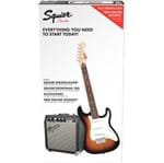 Ficha técnica e caractérísticas do produto Kit Guitarra Fender Squier Affinity Strat Short Scale + Frontman Sq10 032 - Brown Sunburst