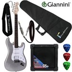 Ficha técnica e caractérísticas do produto Kit Guitarra G-101 Prata Giannini + Cubo + Capa + Acessórios
