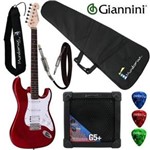 Ficha técnica e caractérísticas do produto Kit Guitarra G-101 Vermelha Giannini + Cubo + Capa + Acessórios