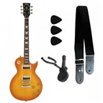 Ficha técnica e caractérísticas do produto Kit Guitarra Les Paul Braço Colado Vintage V100 THB + Correia Vulcan + Suporte Parede + 3 Palhetas
