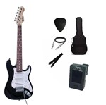 Ficha técnica e caractérísticas do produto Kit Guitarra PHX Stratocaster Juvenil IST1 3/4 Preta