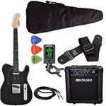 Ficha técnica e caractérísticas do produto Kit Guitarra Phx Telecaster Tl1 Preto Cubo Meteoro Afinador