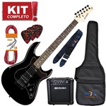 Kit Guitarra Strato Egs267 Captação Dupla Bk Pantera Strinberg + Cubo
