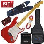 Ficha técnica e caractérísticas do produto Kit Guitarra Strato Michael Stonehenge GM222N MR Metal Red Completo