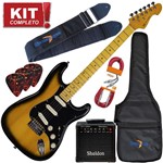 Ficha técnica e caractérísticas do produto Kit Guitarra Strato Michael Stonehenge GM222N SK Sunburst Black Completo
