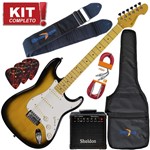 Ficha técnica e caractérísticas do produto Kit Guitarra Strato Michael Stonehenge GM222N VS Vintage Sunburst Completo