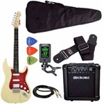 Ficha técnica e caractérísticas do produto Kit Guitarra Strato Phx St-h Creme + Cubo Meteoro Afinador