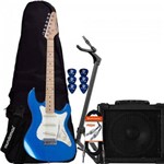 Kit Guitarra Strato Sts-100 Azul Strinberg + Capa + Suporte + Acessórios