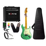 Ficha técnica e caractérísticas do produto Kit Guitarra Tagima Tg 530 Woodstock Surf Green Cubo Borne