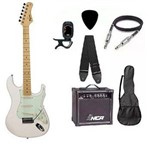 Ficha técnica e caractérísticas do produto Kit Guitarra Tagima TG530 Strato Branca com Amplificador e Acessórios