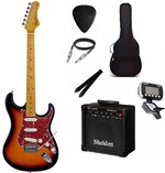 Ficha técnica e caractérísticas do produto Kit Guitarra Tagima TG530 Strato Sunburst com Amplificador e Acessórios