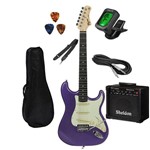 Ficha técnica e caractérísticas do produto Kit Guitarra Tagima TG500 Metallic Purple Roxa Strato c/ Amplificador e Acessórios