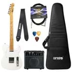 Ficha técnica e caractérísticas do produto Kit Guitarra Tagima Woodstock TW55 PW Olympic White Branca Telecaster + Completo