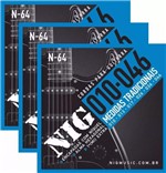 Ficha técnica e caractérísticas do produto Kit 3 Jogos Encordoamento Nig Guitarra 010 046 N64 N-64