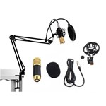 Kit Microfone Condensador Profissional Pedestal Articulado