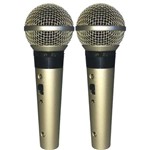 Kit 2 Microfone Profissional com Fio Cardióide Sm58 P4 Leson Champagne