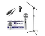 Ficha técnica e caractérísticas do produto Kit Microfone Profissional Mdc201+pedestal Ask+cachimbo+cabo - Harmonics