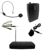 Ficha técnica e caractérísticas do produto Kit Microfone Sem Fio com Lapela Wireless Auricular Head Set para Aulas Palestras (Bsl-Hel-2)