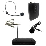 Ficha técnica e caractérísticas do produto Kit Microfone Sem Fio com Lapela Wireless Auricular Head Set para Aulas