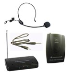 Ficha técnica e caractérísticas do produto Kit Microfone Sem Fio Wireless Auricular Lapela Head Set (S-3001)