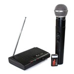 Ficha técnica e caractérísticas do produto Kit Microfone Sem Fio Wireless Uhf Profissional Karaoke Igreja 100db Preto Bivolt
