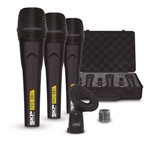 Ficha técnica e caractérísticas do produto Kit 3 Microfones com Fio e Maleta Pro-33k Skp