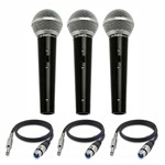 Ficha técnica e caractérísticas do produto Kit 3 Microfones de Mão Xlr Leson Ls-50 + Cabos 5 M P10