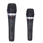 KIT 2 Microfones Duplo Profissional Dinamico com Fio + 2 Cabos 5 Metros - Lelong/tomate