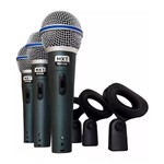 Kit 3 Microfones Mxt Dinâmico de Metal Pro Btm-58a - Bqfast