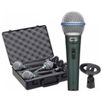 Ficha técnica e caractérísticas do produto Kit 3 Microfones Profissionais Bt-58a Cabo Cachimbo - Mxt