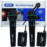 Kit 2 Microfones Sem Fio Profissional Wireless P10 para Karaokê e Caixa de Som Knup KP-M0005 Preto