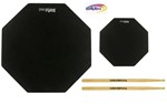 Ficha técnica e caractérísticas do produto Kit 2 Pads de Estudo P/ Percussão - Profire + Par Baquetas