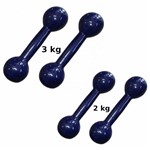 Ficha técnica e caractérísticas do produto Kit Par de Halter de 2kg + Par Halter 3kg Emborrachado Azul Mega Peso