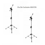 Ficha técnica e caractérísticas do produto Kit Par de Pedestal Mini Girafa Cromado para Microfone Visão - Basso
