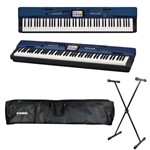 Ficha técnica e caractérísticas do produto Kit Piano Digital Casio Privia PX-560 MBE Azul com Capa Estofada e Suporte