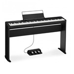 Kit Piano Digital CASIO Privia PX S1000 Preto Bluetooth + Estante CS 68 + Pedal Triplo