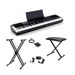 Kit Piano Digital CDP130 BK CASIO Preto - 88 Teclas Sensitivas - MIDI/USB + Suporte em X + Banqueta em X + Pedal + Fonte + Suporte P/ Partitura
