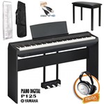 Ficha técnica e caractérísticas do produto Kit Piano Digital Yamaha P125 Estante Madeira e Pedal Triplo