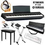 Ficha técnica e caractérísticas do produto Kit Piano Digital Yamaha P125 Font +pedal+usb+bag+capa+banco