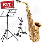 Ficha técnica e caractérísticas do produto Kit Saxofone Alto Laqueado em Mib SA501 Eagle Completo