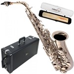 Kit Saxofone Alto Mid Niquelado Sa500n Eagle C/ Palheta Case