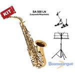 Kit Saxofone Alto Sa500 Ln Eagle Laqueado/ Niquelado em Mib com Case + Estante de Partitura + Suporte Sax Ask