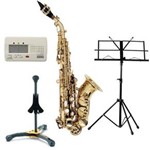 Ficha técnica e caractérísticas do produto Kit Saxofone Soprano Sib Tjs6433-1l Shelter + Afinador + Suporte + Partitura