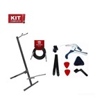 Ficha técnica e caractérísticas do produto Kit Suporte Violão Chão Encordoador Cabo Afinador Palheta - King Musical