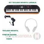 Ficha técnica e caractérísticas do produto Kit Teclado Infantil CASIO SA-76 Laranja - 44 Miniteclas + Fone de Ouvido + Fonte